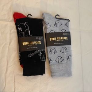 2 Pairs of True Religion Socks, Buddha Socks, Logo Socks, shoe size 6-12.5